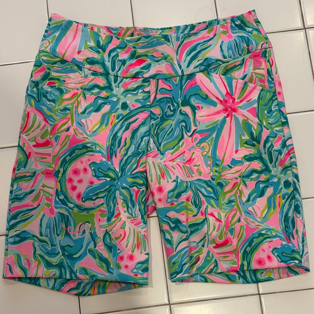 Lilly Pulitzer Vibrant Pink and Blue Bike Shorts